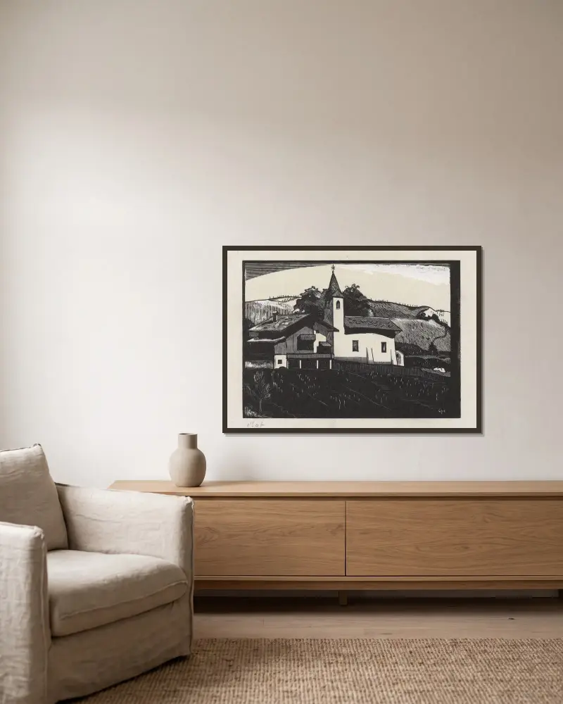 St. Ginier, Villa, Sierre av Marc Gonthier inramad på en vägg