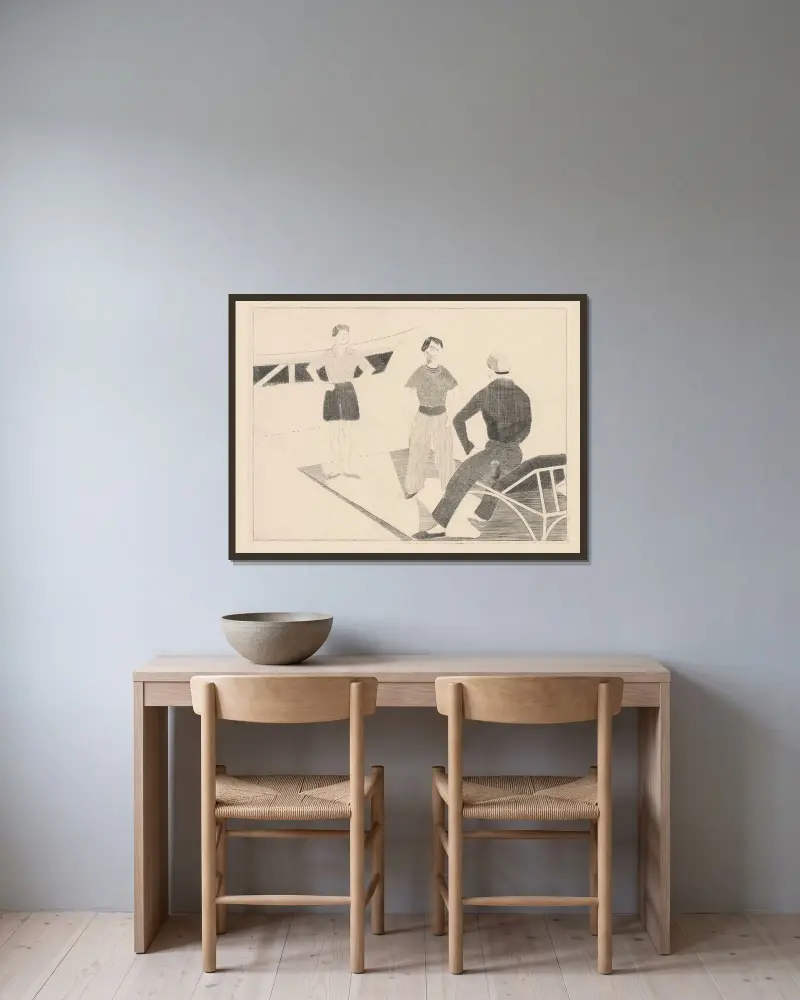 Trois garçons von Marc Gonthier gerahmt an einer Wand