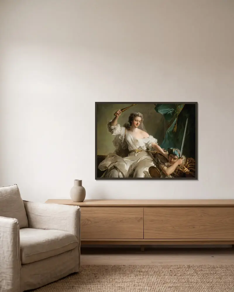 Allegory Of Justice Punishing Injustice, 1737 av Jean-Marc Nattier inramad på en vägg