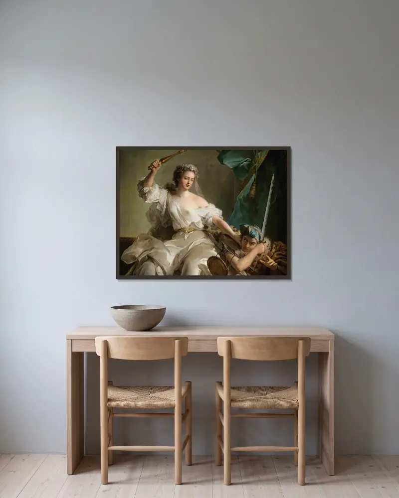 Allegory Of Justice Punishing Injustice, 1737 av Jean-Marc Nattier inramad på en vägg
