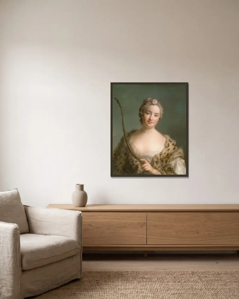 Charlotta Fredrika Sparre (1719–1795), senare grevinna Fersen av Jean-Marc Nattier inramad på en vägg