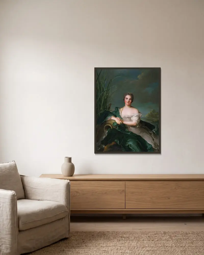 Madame de Flesselles av Jean-Marc Nattier inramad på en vägg