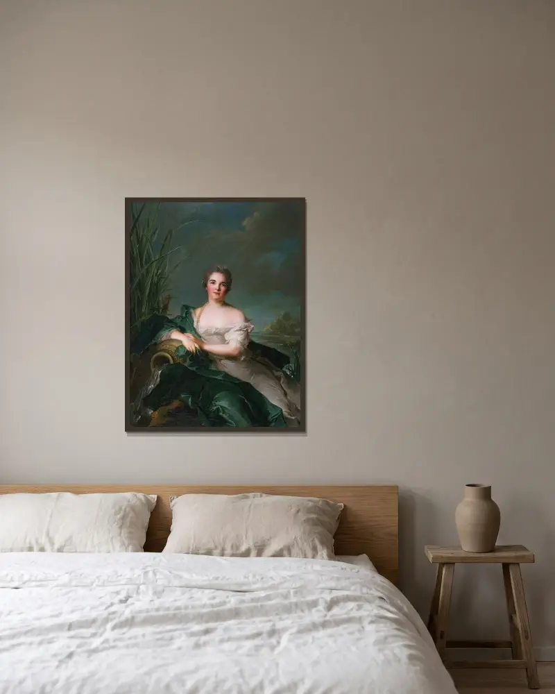 Madame de Flesselles av Jean-Marc Nattier inramad på en vägg