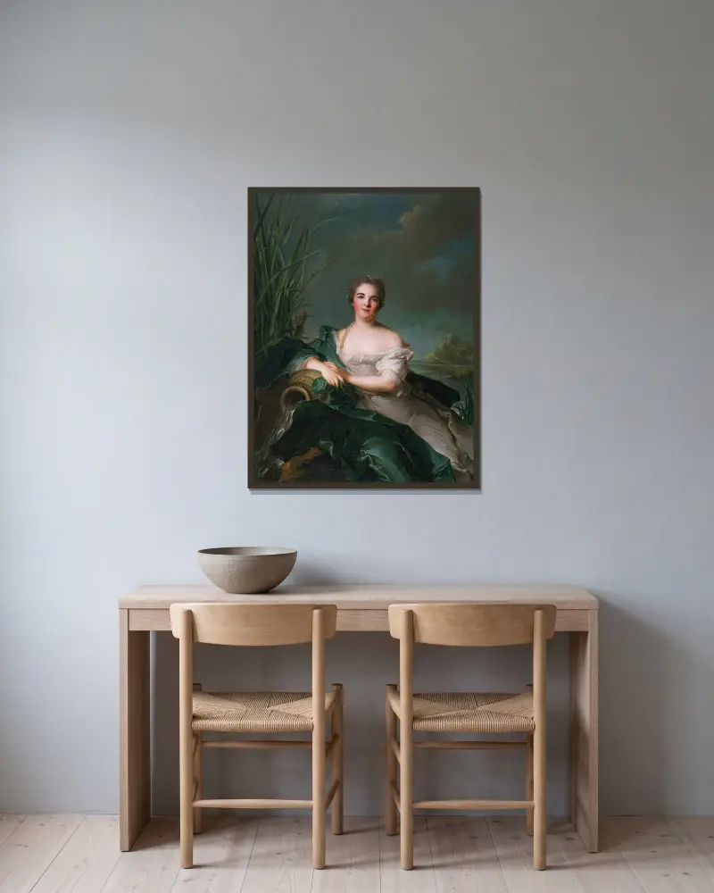 Madame de Flesselles av Jean-Marc Nattier inramad på en vägg