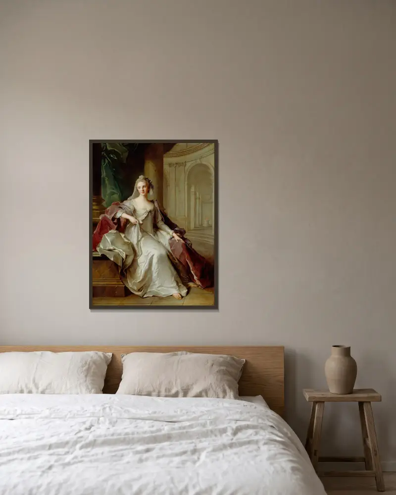 Madame Henriette de France as a Vestal Virgin av Jean-Marc Nattier inramad på en vägg