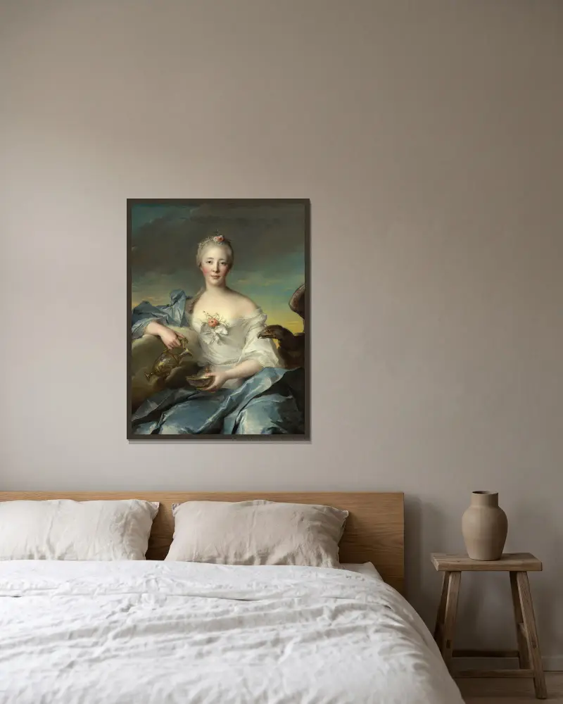 Madame Le Fèvre de Caumartin som Hebe av Jean-Marc Nattier inramad på en vägg