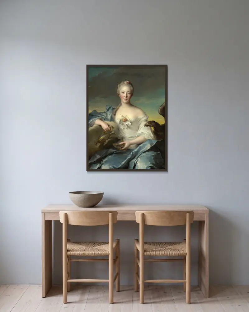 Madame Le Fèvre de Caumartin som Hebe av Jean-Marc Nattier inramad på en vägg