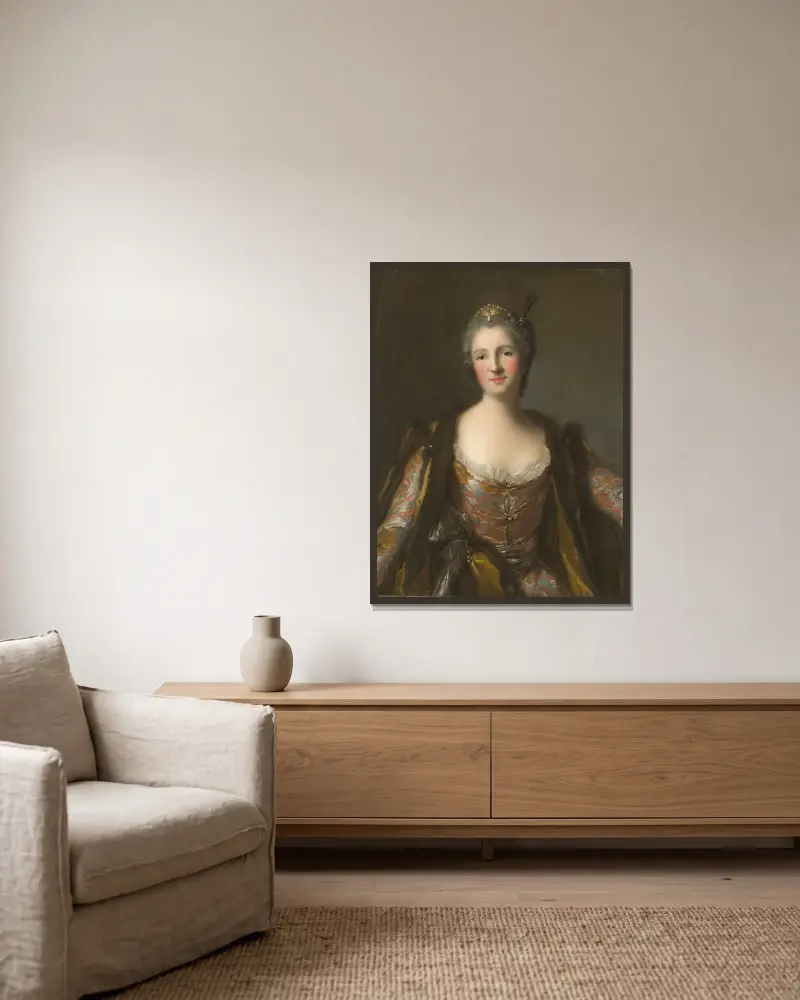 Marquise de Broglie (1718-1777) as Sultana av Jean-Marc Nattier inramad på en vägg