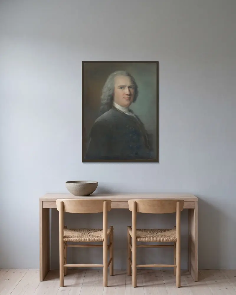 Portrait Of A Gentleman av Jean-Marc Nattier inramad på en vägg