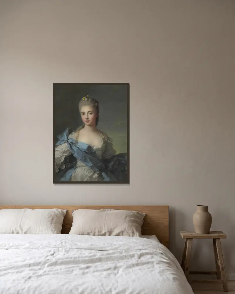 Portrait Of A Lady – nr 1 av Jean-Marc Nattier inramad på en vägg