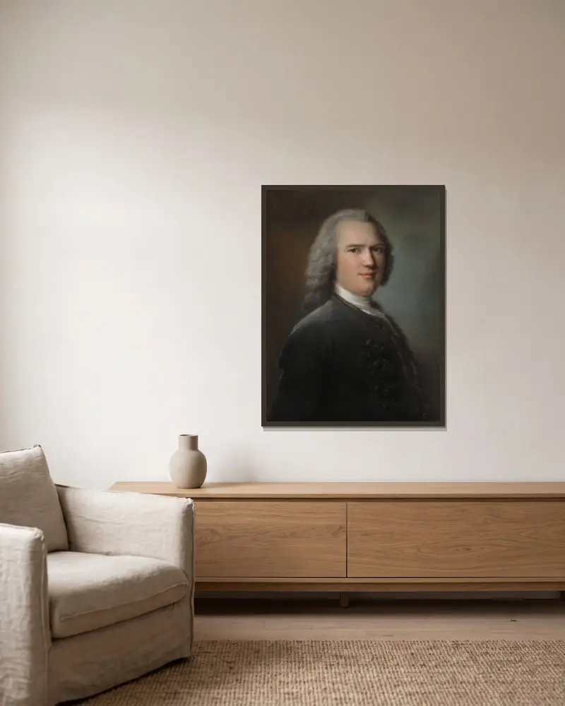 Portrait of an unknown gentleman av Jean-Marc Nattier inramad på en vägg