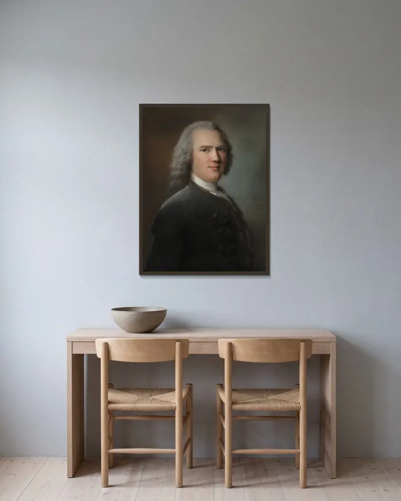 Portrait of an unknown gentleman av Jean-Marc Nattier inramad på en vägg