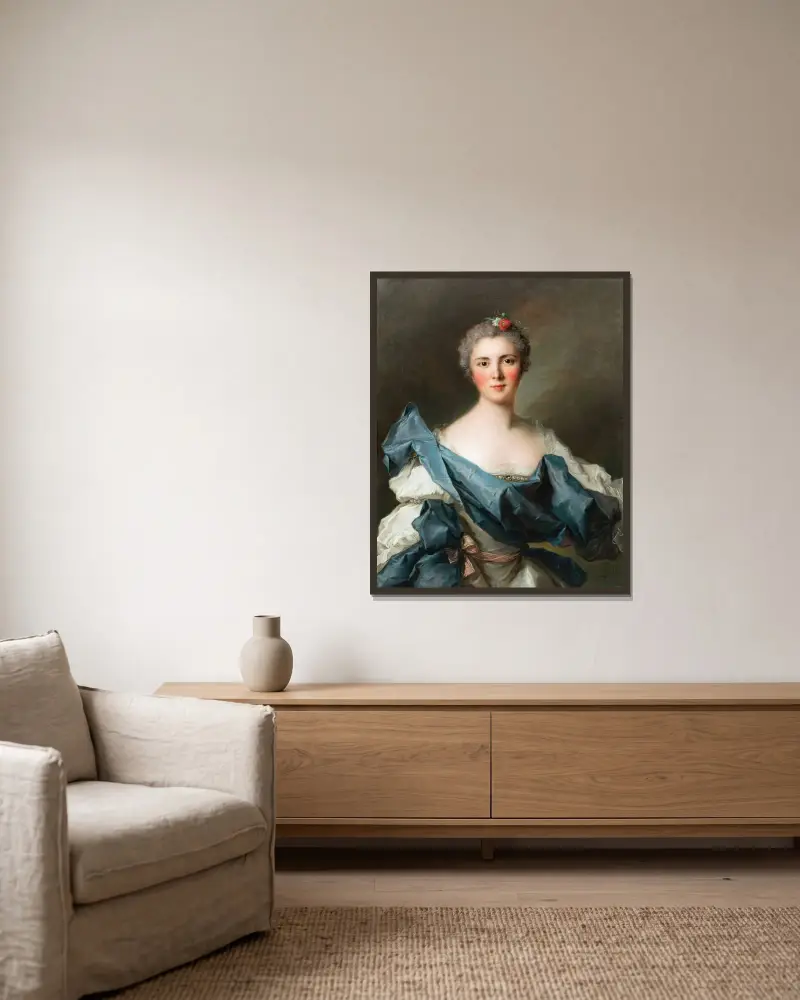 Porträtt av Marie Henriette de Polastron, grevinna d'Andlau av Jean-Marc Nattier inramad på en vägg