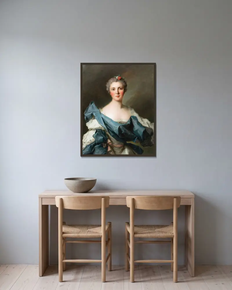 Porträtt av Marie Henriette de Polastron, grevinna d'Andlau av Jean-Marc Nattier inramad på en vägg