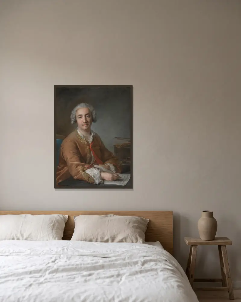 Porträtt av kompositören Joseph-Nicolas-Pancrace Royer av Jean-Marc Nattier inramad på en vägg