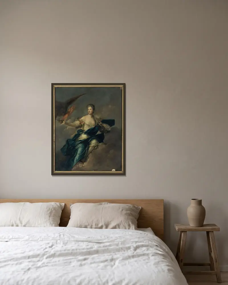 Förmodat porträtt av Mme de Mailly (1710–1751) som Hebe av Jean-Marc Nattier inramad på en vägg