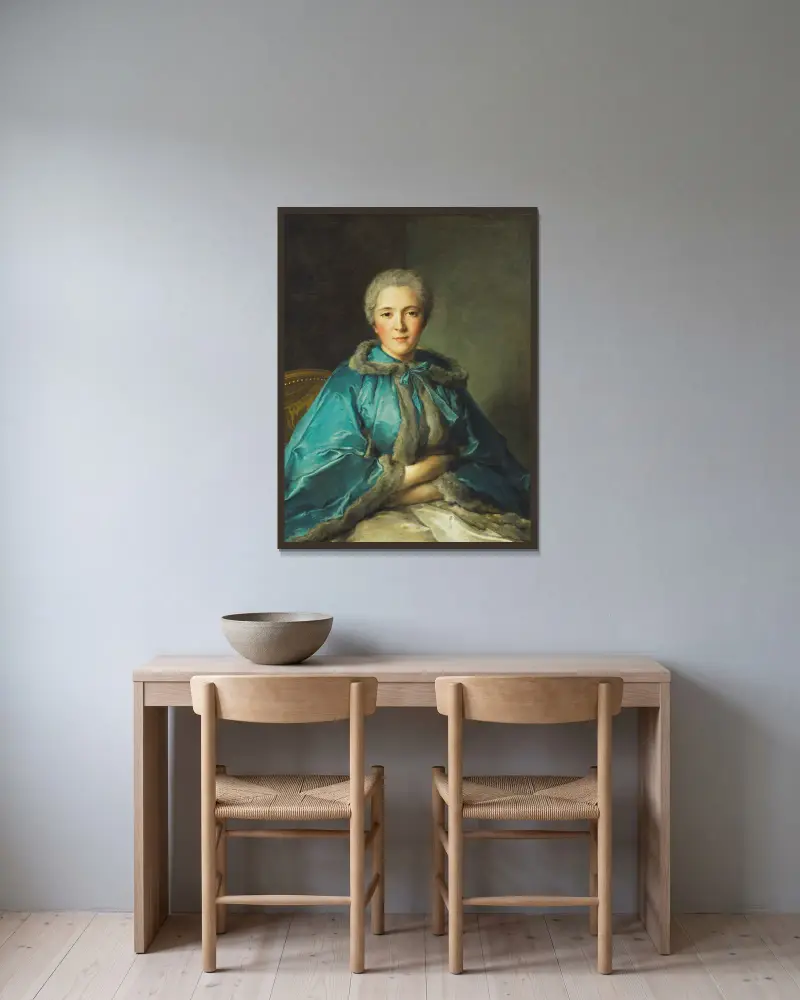 The Comtesse de Tillières av Jean-Marc Nattier inramad på en vägg