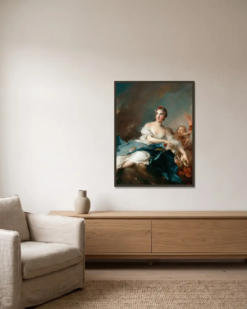 Hraběnka de Brac jako Aurora, Jean-Marc Nattier v rámu na stěně