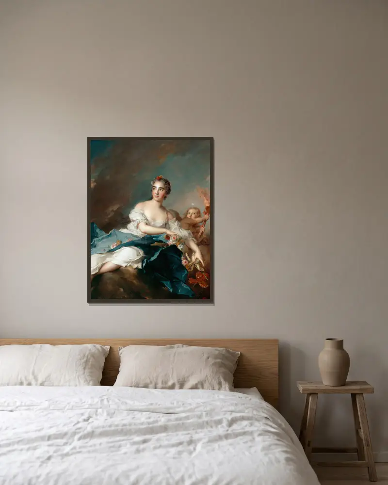 Hraběnka de Brac jako Aurora, Jean-Marc Nattier v rámu na stěně
