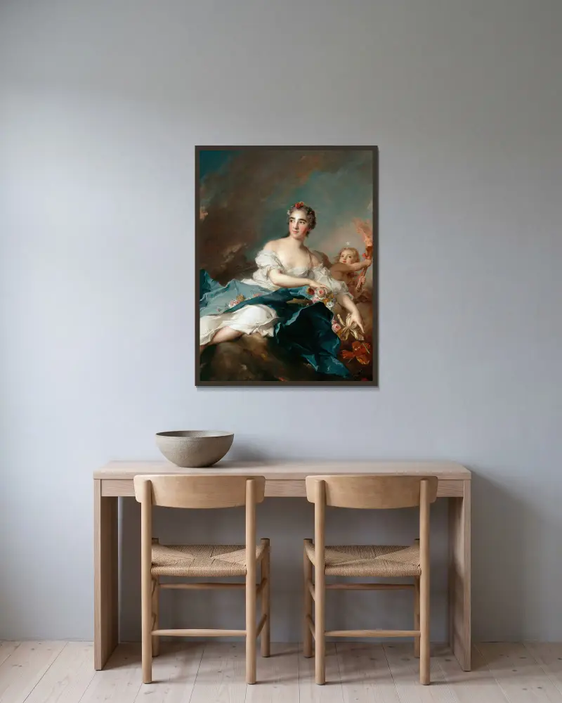 Hraběnka de Brac jako Aurora, Jean-Marc Nattier v rámu na stěně