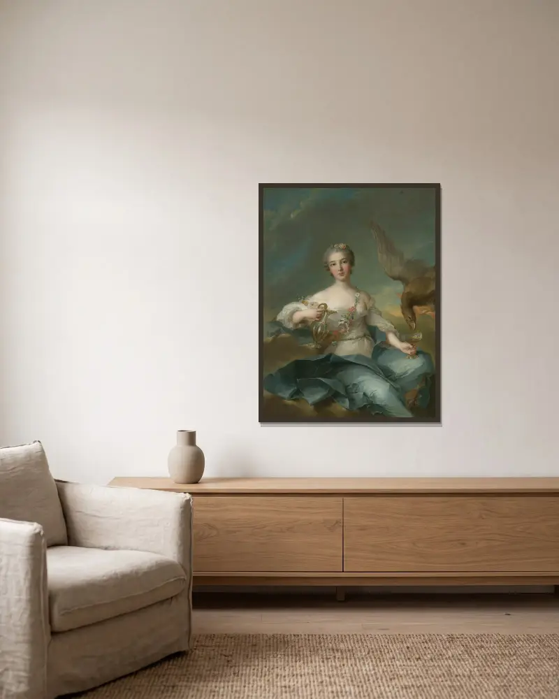 The Duchesse De Chartres As Hebe av Jean-Marc Nattier inramad på en vägg