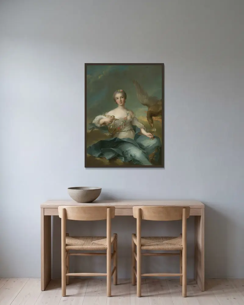 The Duchesse De Chartres As Hebe av Jean-Marc Nattier inramad på en vägg