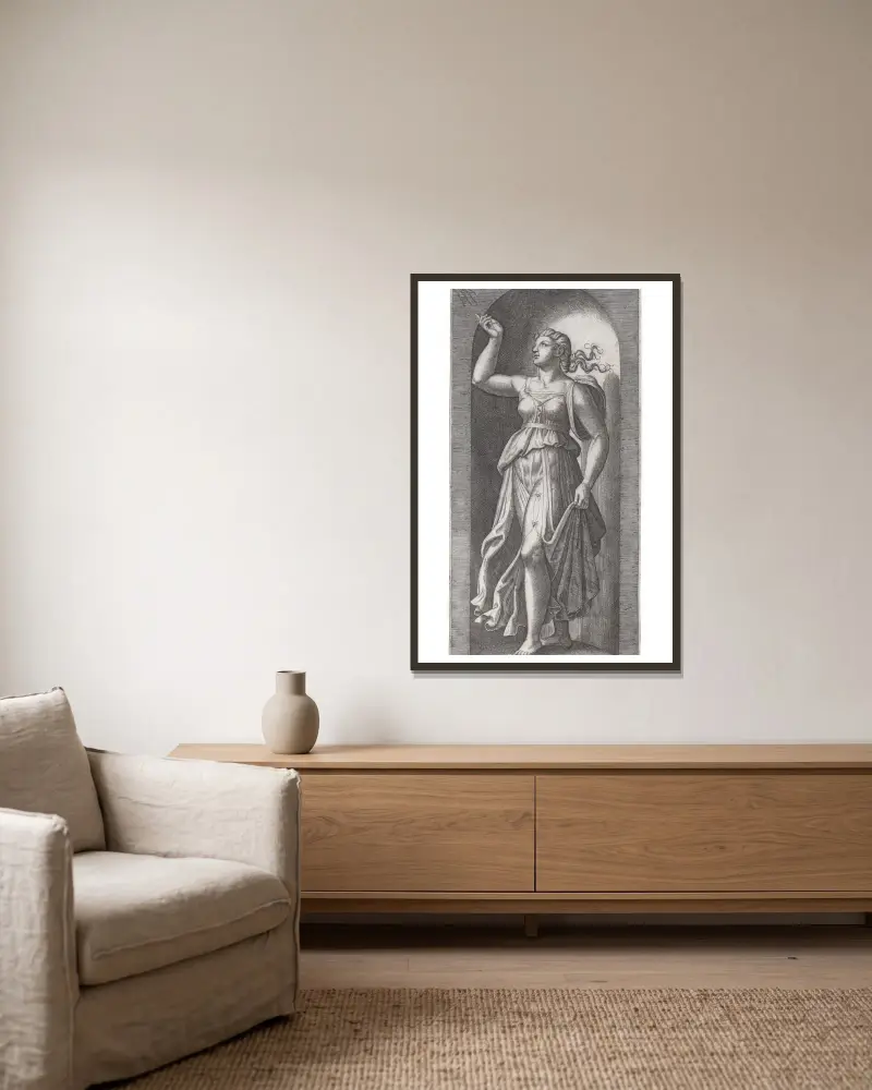 Der Glaube von Marcantonio Raimondi gerahmt an einer Wand