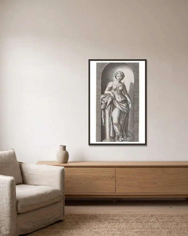 Fortitudo von Marcantonio Raimondi gerahmt an einer Wand