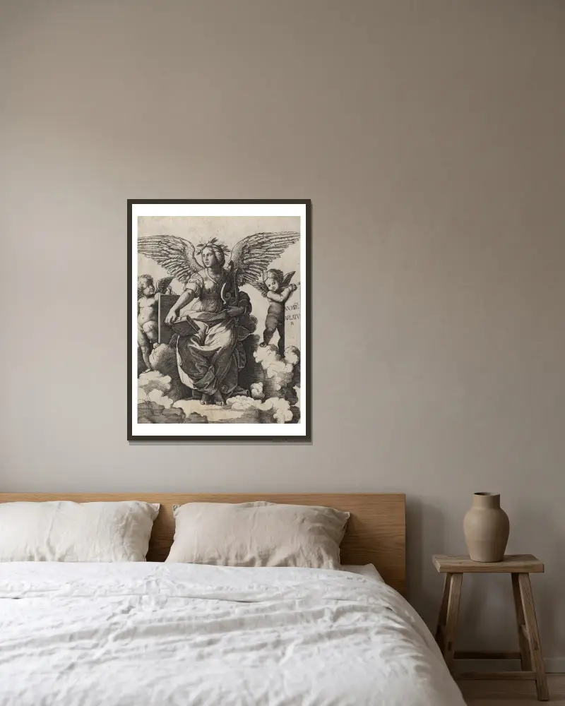 Poesie von Marcantonio Raimondi gerahmt an einer Wand