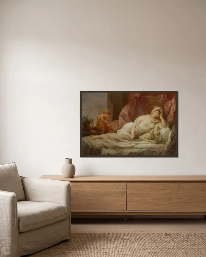 Porträtt av Anna Lampel (d. 1800), skådespelerska, 1800 – nr 2 av Marcello Bacciarelli inramad på en vägg