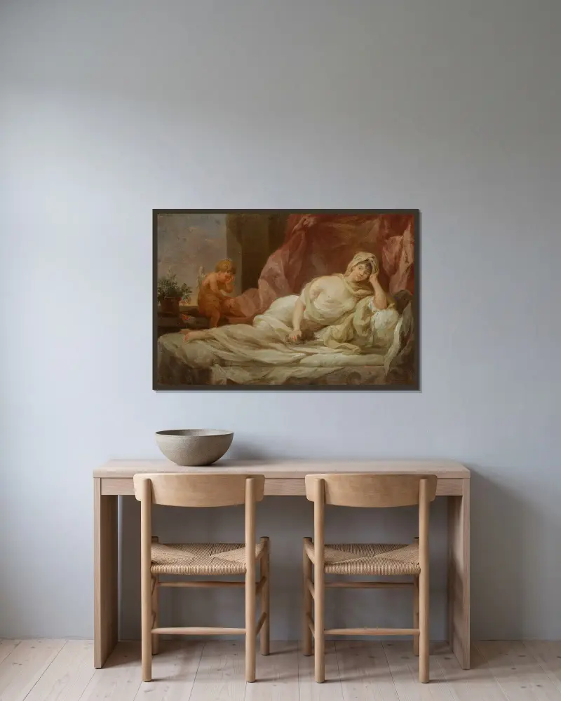 Porträtt av Anna Lampel (d. 1800), skådespelerska, 1800 – nr 2 av Marcello Bacciarelli inramad på en vägg