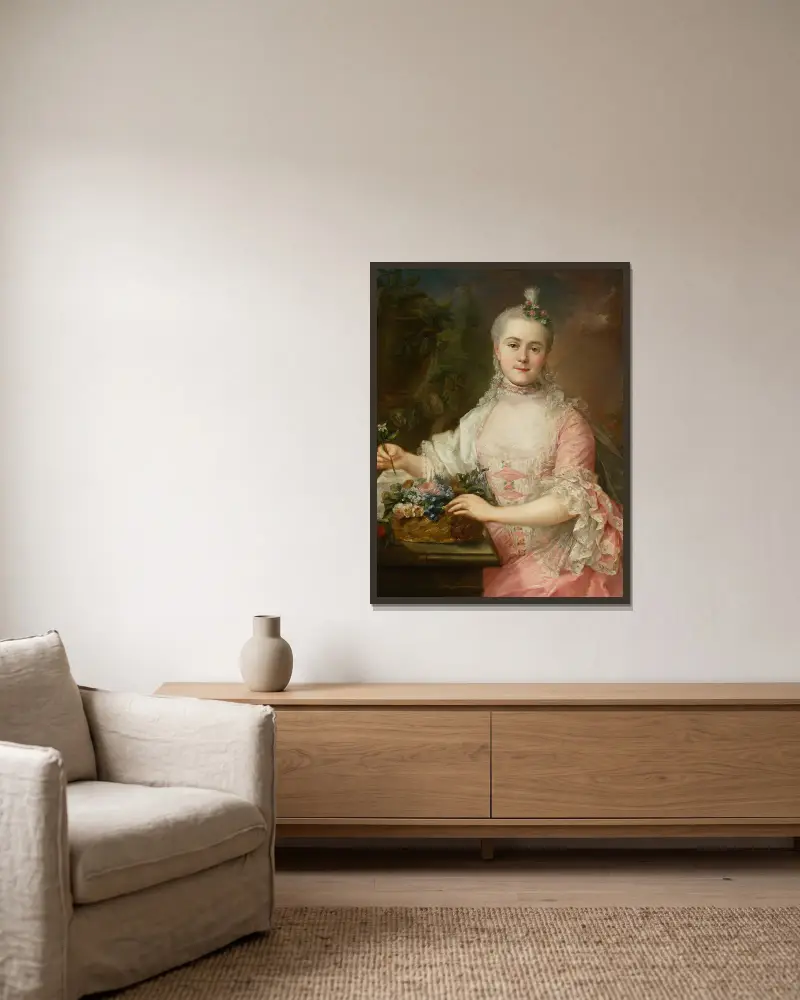 Portrait of Anna Szaniawska née Scypion (1730–1795) – nr 1 av Marcello Bacciarelli inramad på en vägg