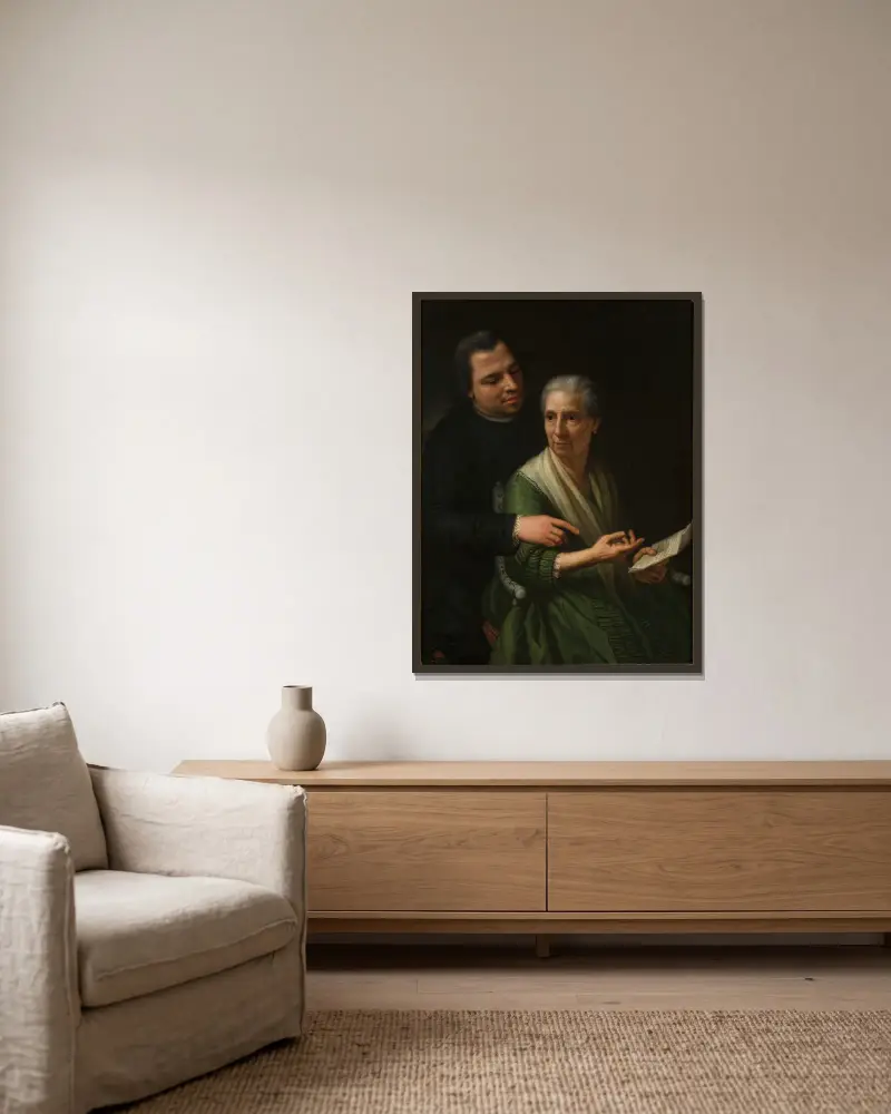 Portrait of Marcello Bacciarelli’s mother and brother av Marcello Bacciarelli inramad på en vägg