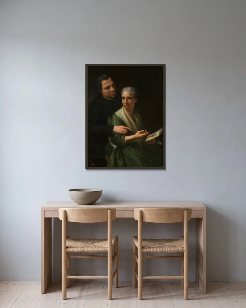 Portrait of Marcello Bacciarelli’s mother and brother av Marcello Bacciarelli inramad på en vägg
