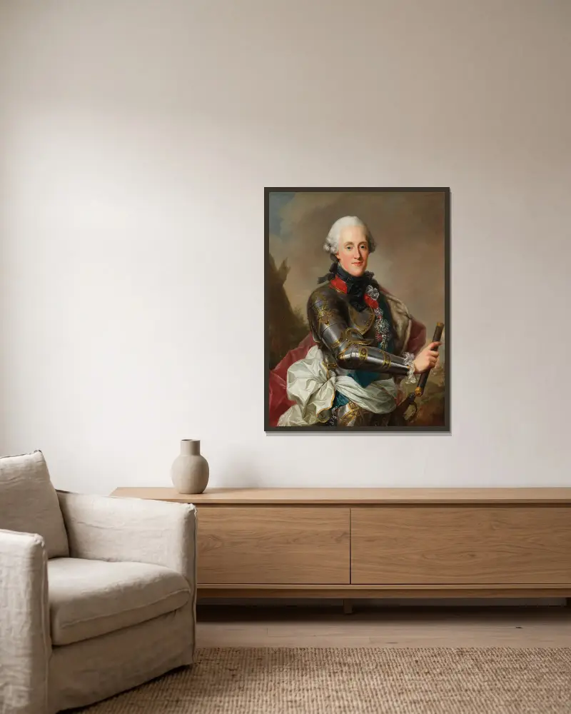 Portrait of Prince Albert Casimir of Sachsen-Teschen av Marcello Bacciarelli inramad på en vägg