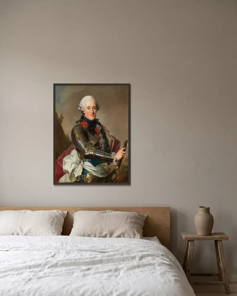 Portrait of Prince Albert Casimir of Sachsen-Teschen av Marcello Bacciarelli inramad på en vägg
