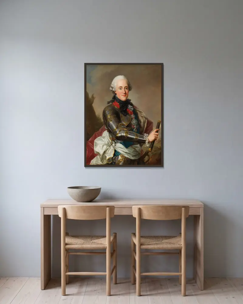 Portrait of Prince Albert Casimir of Sachsen-Teschen av Marcello Bacciarelli inramad på en vägg