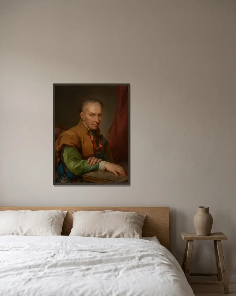 Portrait of Walenty Sobolewski (1724–1800) or Maciej Leon Sobolewski (1724–1804) av Marcello Bacciarelli inramad på en vägg