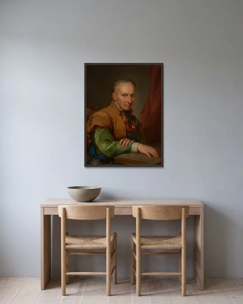 Portrait of Walenty Sobolewski (1724–1800) or Maciej Leon Sobolewski (1724–1804) av Marcello Bacciarelli inramad på en vägg