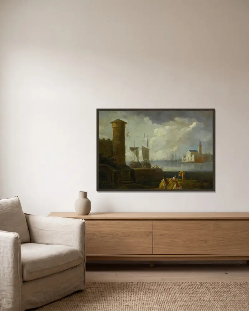 A Capriccio View Of San Giorgio Maggiore, Venice av Marco Ricci inramad på en vägg