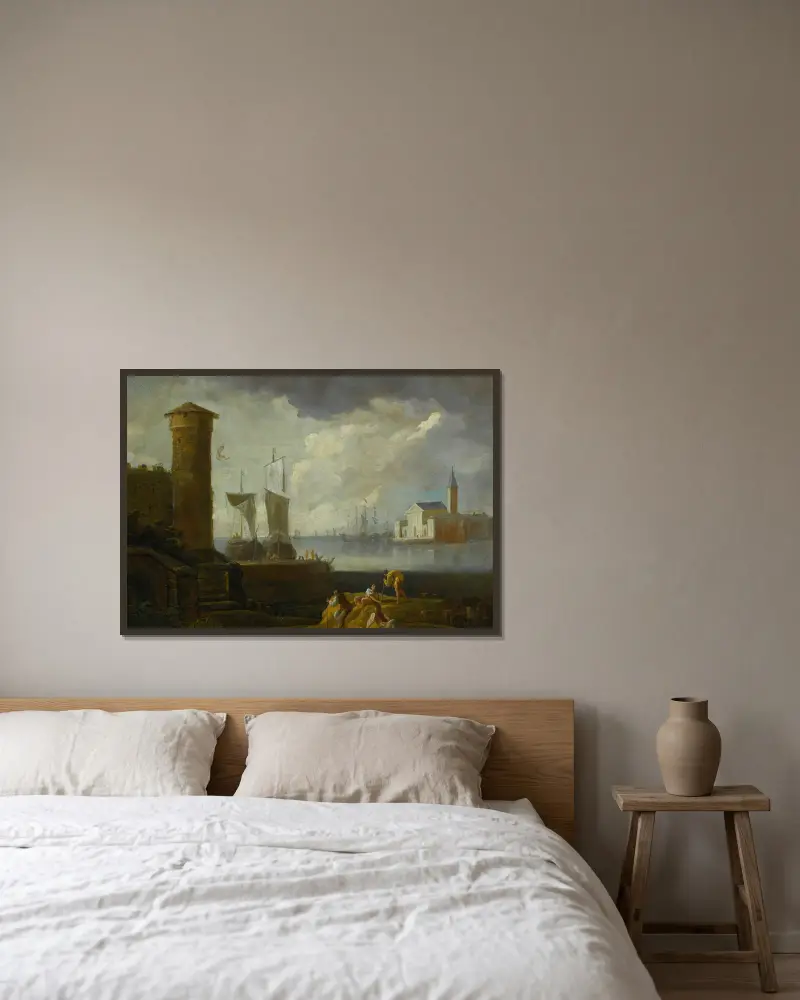 A Capriccio View Of San Giorgio Maggiore, Venice av Marco Ricci inramad på en vägg