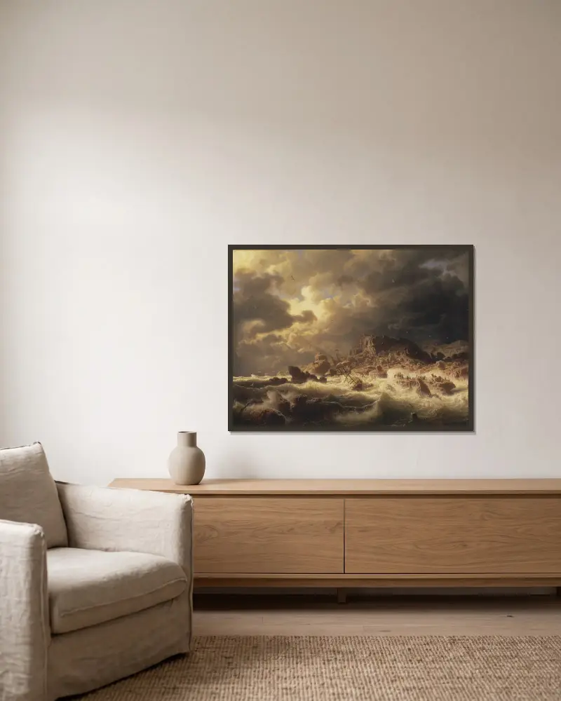 Sturm an der bohuslänischen Küste von Marcus Larson gerahmt an einer Wand