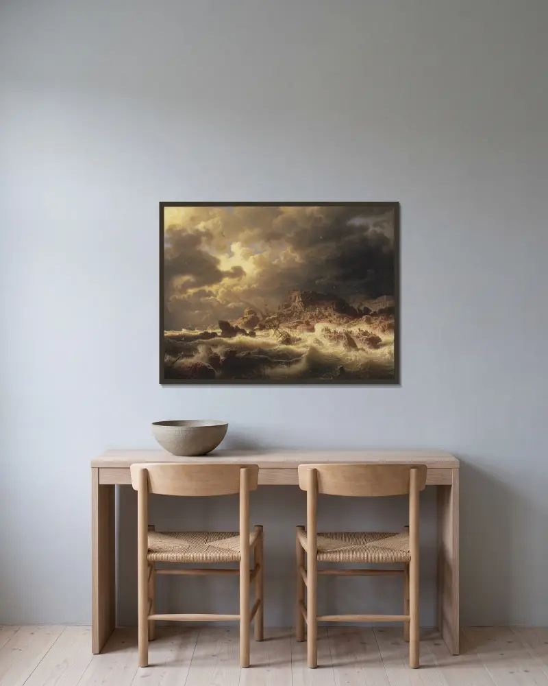 Sturm an der bohuslänischen Küste von Marcus Larson gerahmt an einer Wand