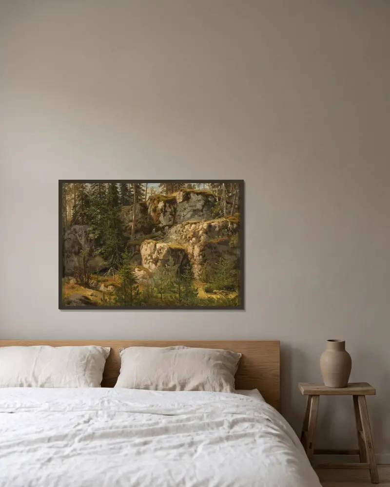 Steiniger Wald von Marcus Larson gerahmt an einer Wand
