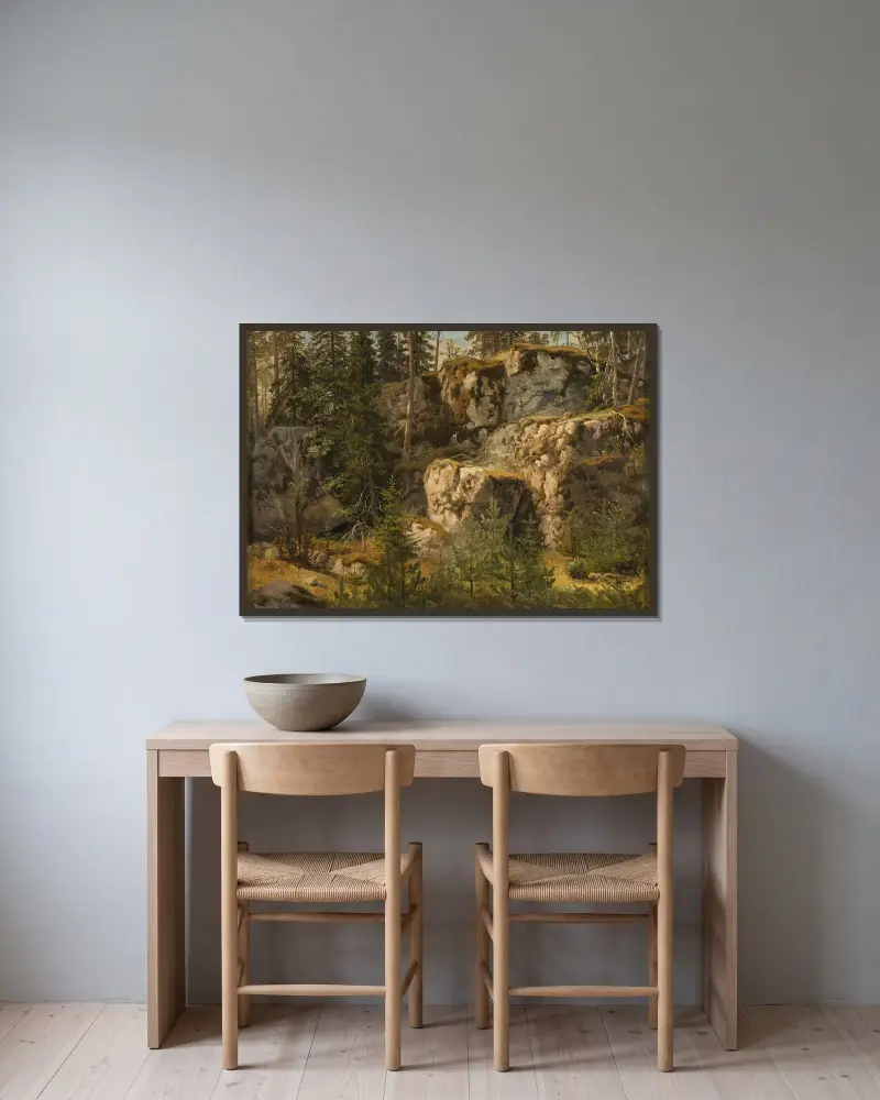 Steiniger Wald von Marcus Larson gerahmt an einer Wand