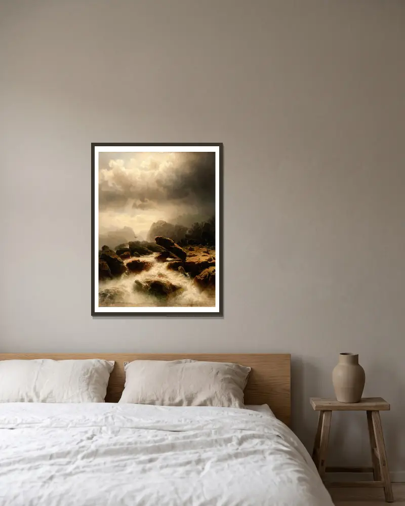 Wasserfall, 1856 – Nr. 1 von Marcus Larson gerahmt an einer Wand
