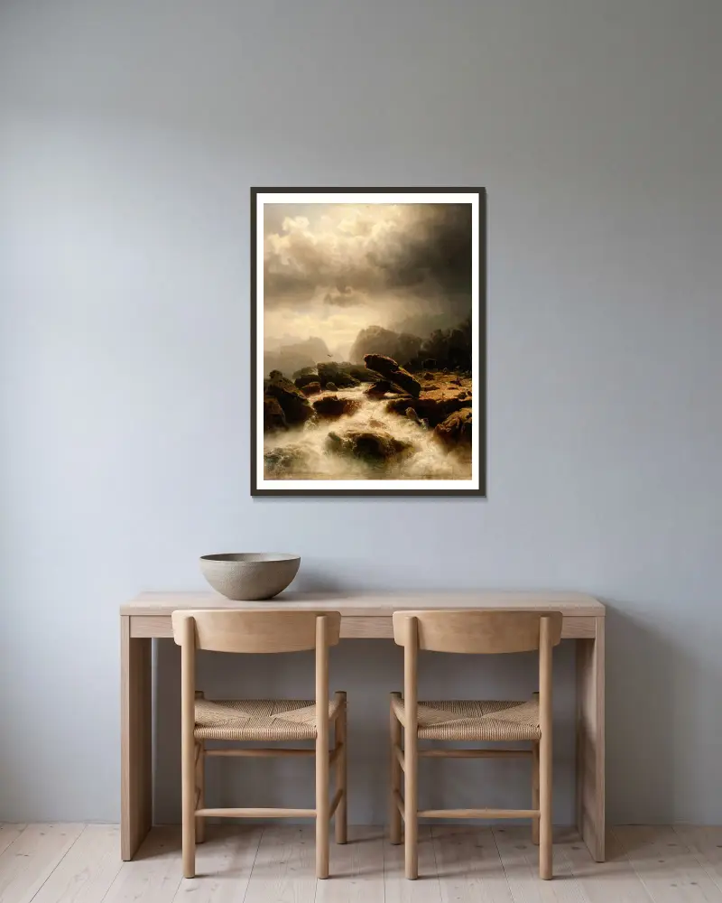 Wasserfall, 1856 – Nr. 1 von Marcus Larson gerahmt an einer Wand