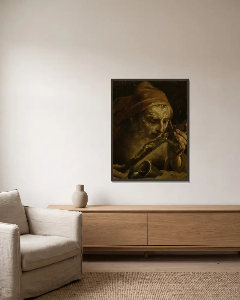 Anthony the Abbot Kissing the Crucifix av Giuseppe Maria Crespi inramad på en vägg