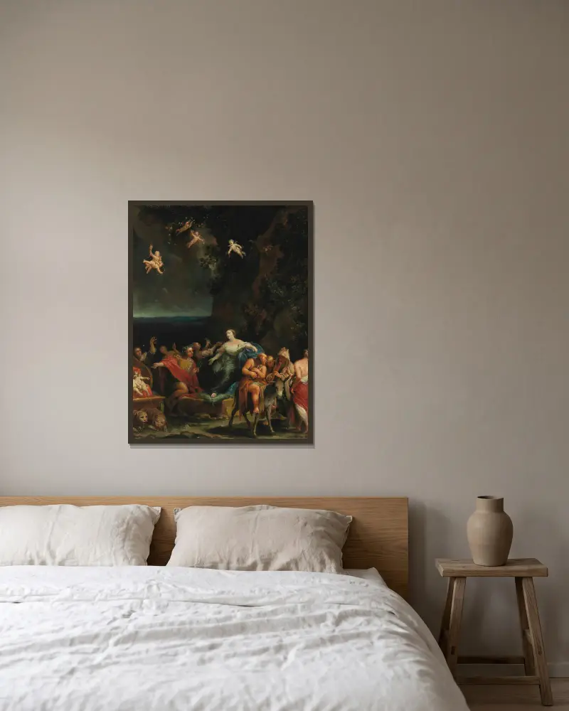 Bacchus und Ariadne von Giuseppe Maria Crespi gerahmt an einer Wand
