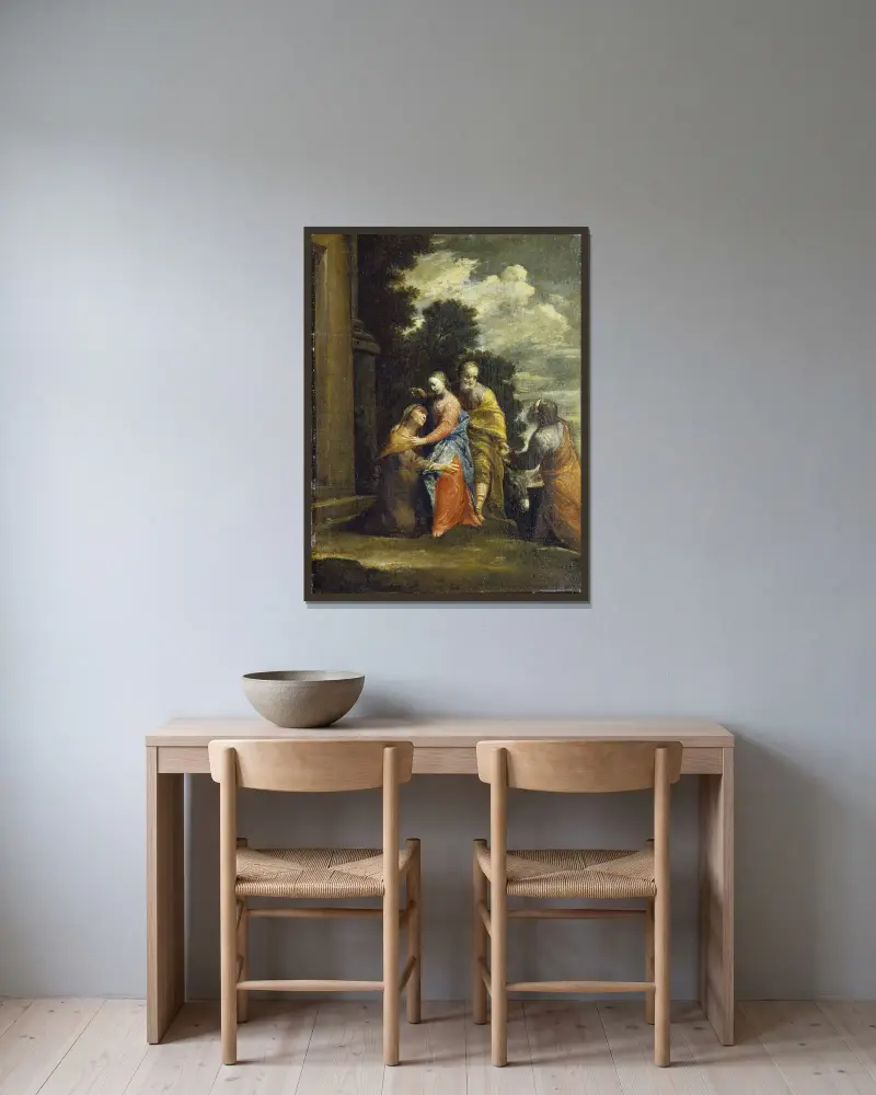 Die Heimsuchung von Giuseppe Maria Crespi gerahmt an einer Wand